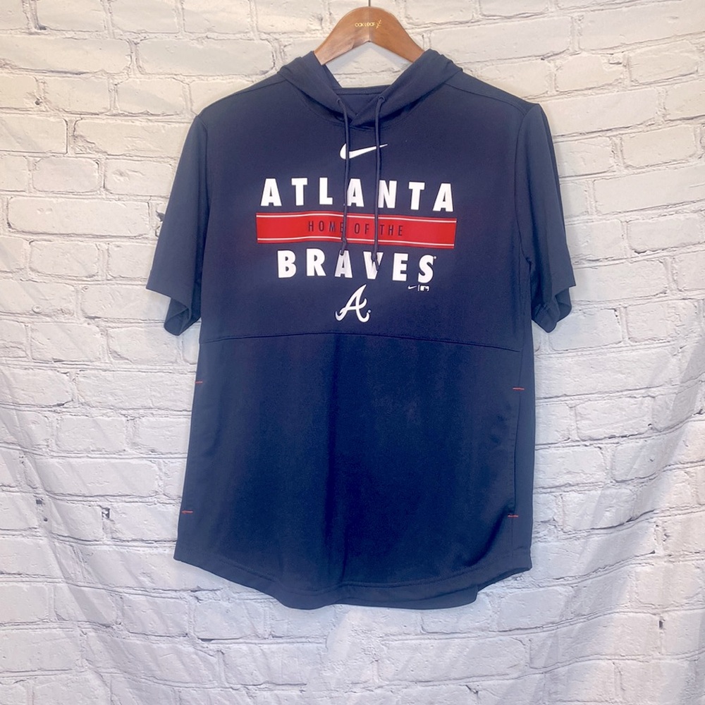 Nike Atlanta Braves Men's Short Sleeve Hooded Shirt Size Medium